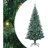 vidaXL Kunststof Voorverlichte Kerstboom Groen 180 cm PVC en Metalen
