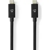 Nedis USB-Kabel | USB 4.0 Gen 3x2 | USB-C Male | USB-C Male | 240 W | 8K@60Hz | 40 Gbps | Vernikkeld | 1.00 m | Rond | PVC | Zwart | Label - CCGL66040BK10