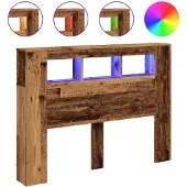 vidaXL Hoofdeinde met LED 140x18,5x103,5 cm bewerkt hout oud hout