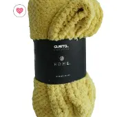 Gusta - Fleece deken / plaid wafel geel patroon