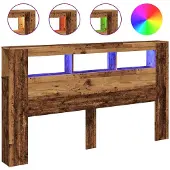 vidaXL Hoofdeinde met LED 180x18,5x103,5 cm bewerkt hout oud hout