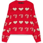 Vero Moda Trui 'CANDYHEARTS' rood / wit