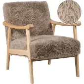 Beliani LEKNES - Fauteuil - Taupe - Kunstbont