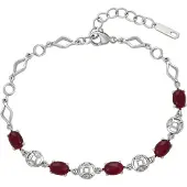 Faina Armband bordeaux / zilver