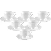 Bricard Arras Koffieset - 12-delig - Wit - Koffie Kopjes en Schoteltjes