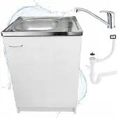 Stamar - Keukenkast 60cm met Wastafel + Wastafelkraan - Keuken meubel - Wit