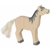Holztiger Boerderij - Paard Grijze Manen - 13X3X15Cm - Houten Figuur - Handgemaakt