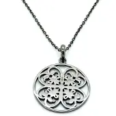 Orphelia Dames 925 Zilveren Ketting met Hanger - Zwart ZH-6036/3
