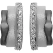 Orphelia Dames 925 Sterling Zilveren Oorstekers - Zilver/Zwart ZO-6042/2