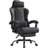 Songmics Ergonomische gamingstoel met vering en voetensteun, Zwart