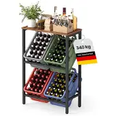 Songmics Metalen flessenrek voor stevige opslag van drankkratten, 40 x 70,4 x 117,3 cm