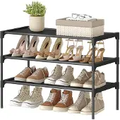 Songmics Schoenenrek met metalen frame, diepzwart / 3 niveaus (62,3B cm)