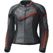 Held Debbie II Geperforeerd Dames Zwart Rood Leren Motorjas Maat 34
