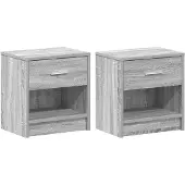vidaXL Nachtkastjes 2 st met lade 39x28x41 cm grijs sonoma eiken