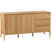 Sweeek Dressoir houteffect 2 deuren 3 lades 150cm Naturel