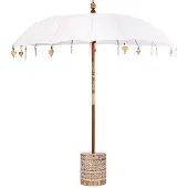 vidaXL Balinese parasol met basis 250 Crème en Wit 220 x 220 x 250 cm