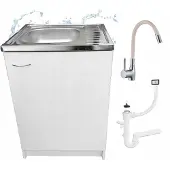 Stamar - Keukenkast 60cm met Wastafel + Wastafelkraan - Keuken meubel - Wit