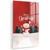 MuchoWow Glasschilderij 20x30 cm - Schilderij acrylglas - Kerstgroet - Sneeuw - Rood - Foto op glas - Muurdecoratie woonkamer - Wanddecoratie slaapkamer - Schilderijen