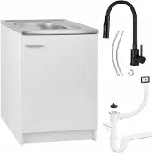 Stamar - Keukenkast 60cm met Wastafel + Wastafelkraan - Keuken meubel - Wit