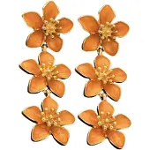 Charme Bijoux Oorbellen -oranje -bloemen -goudkleurig -