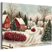 MuchoWow Aluminium schilderij 30x20 cm - Wanddecoratie metaal - Kerstsfeer - Landelijk - Rood - Metalen muurdecoratie woonkamer - Decoratie industrieel - Foto op dibond - Industriële accessoires slaapkamer