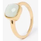 Sissy-Boy Gold plated ring met vierkante steen | Maat: 18