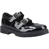 Hush puppies Ella Patent Junior Meisjes Zwart Leren Schoenen