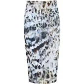 Conquista Elastische gabardine kokerrok met luipaardprint
