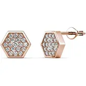 MYC Paris Hexagon oorbellen - roségoud en kristal