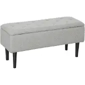 HOMCOM Opbergottomaan Polyester, Rubberwood 95L x 38B x 45H cm Grijs