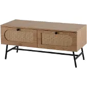 Wohnling Lowboard 100x45x40 cm TV-kast met eiken decor & rotan, design TV-kast hoog met laden, TV-tafel TV-kast, TV-kast woonkamer - WL6.889