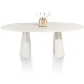 Xooon Lund eetkamertafel ovaal MDF tafelblad Nebbia/metalen onderstel