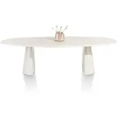 Xooon Lund eetkamertafel ovaal MDF tafelblad Nebbia/metalen onderstel