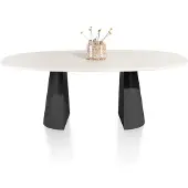 Xooon Lund eetkamertafel ovaal MDF tafelblad Nebbia/metalen onderstel