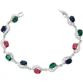 Gaya Armband navy / donkergroen / rood / zilver