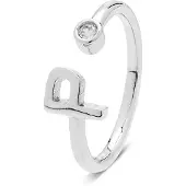 Luxenter 925 Sterling zilveren ring met gerhodineerde briljant zirkonia - Alfabet