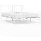vidaXL Bedframe met hoofd- en voeteneinde metaal wit 160x200 cm