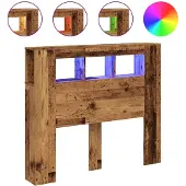 vidaXL Hoofdeinde met LED 120x18,5x103,5 cm bewerkt hout oud hout
