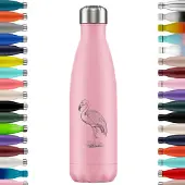 FLASKE Standing Flamingo - RVS Drinkfles van 500ML- Geschikt als waterfles, thermosfles en thermoskan