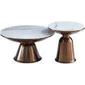 Starfurn Salontafel Ava - Rond Wit Marmer - Set van 2 - 75x75x38cm