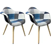 Lina RIA Eetkamerstoelen set van 2 – Keukenstoelen- Blauw-Grijs- Stof