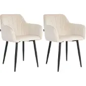 Lina Rio Eetkamerstoelen - Creme - Set van 2 - Velvet