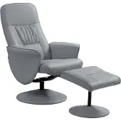 HOMCOM Relaxfauteuil met voetenbankje Metaal, kunstleer 81L x 76B x 101H cm Lichtgrijs