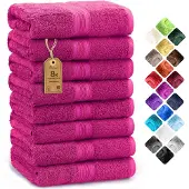 NatureMark Badstof handdoeken, verpakking van 8, 50x100cm, 100% katoen, roze
