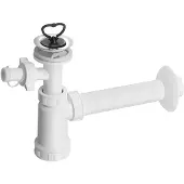 Bruckner Wastafelafvalsifon met aansluitstuk en RVS rooster, rubberen plug, DN40, wit