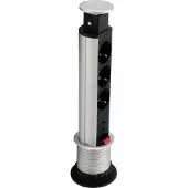 Equip Apparaatnummer 333304, Svislý (waarschijnlijk een merknaam), Aluminium, Zwart, Zilver, 3 stopcontacten, Type F, 1,8 meter
