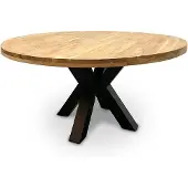WGXL Collection Eettafel Acaciahout - Rond - Spinpoot - 130 cm -