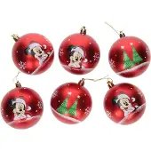 Safta Kerstballen Mickey Mouse 8 Cm Rood 6 Stuks