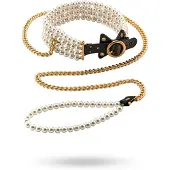 Allure - choker met parels en halsband - zwart