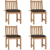 vidaXL Tuinstoelen 4 st met kussens massief teakhout